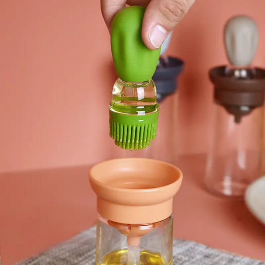 180ml 2 In 1 Glass Olive Oil Dispenser Bottle With Silicone Oil Brush