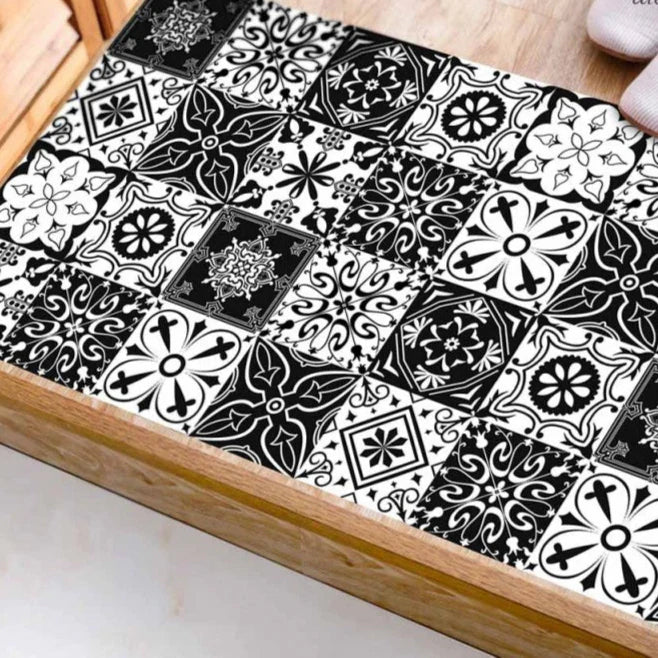 12 Pcs Waterproof Black & White Tile Decals