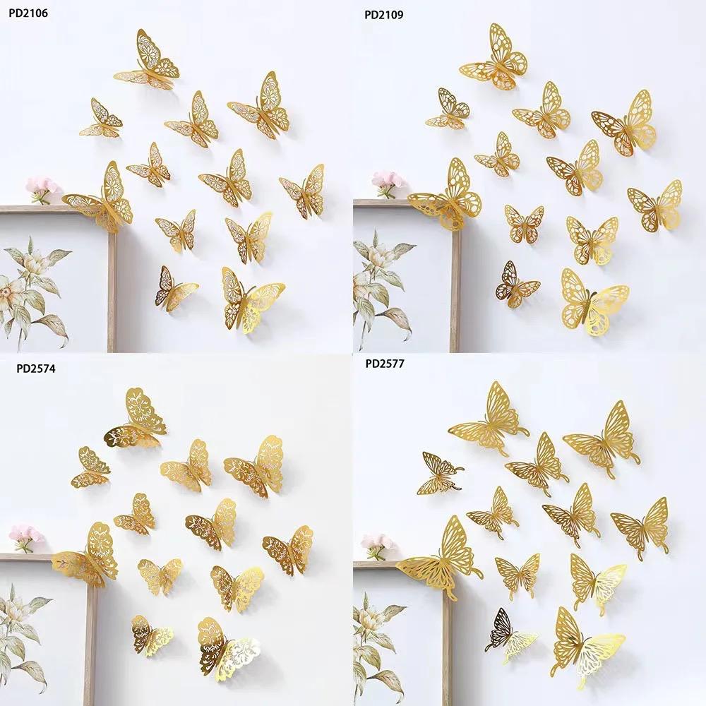 12Pcs Golden Butterfly Stickers Under 1$