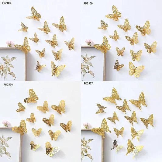 12Pcs Golden Butterfly Stickers Under 1$