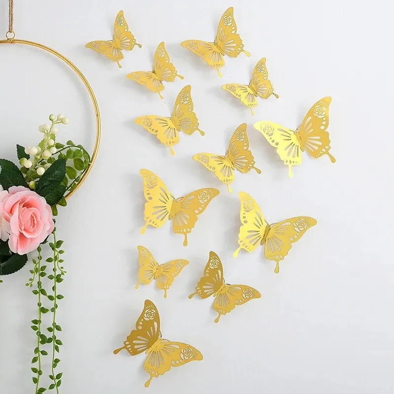 12Pcs Golden Butterfly Stickers Under 1$