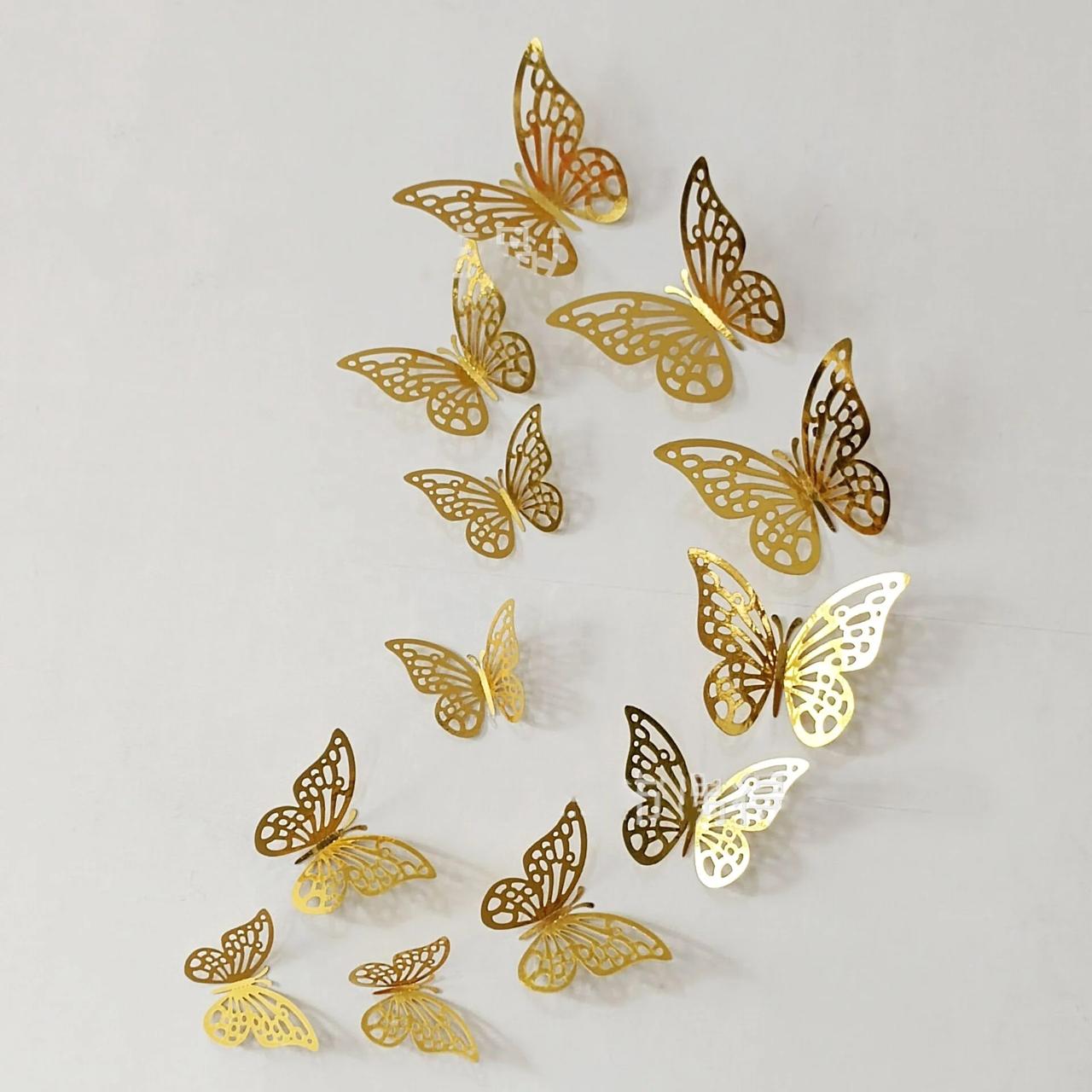 12Pcs Golden Butterfly Stickers Under 1$