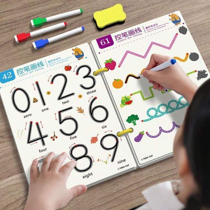 64 Page Childrens Tracing Book With Two Erasable Markers