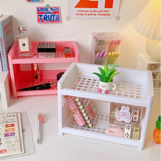 2 Layers Plastic Desktop Storage Rack