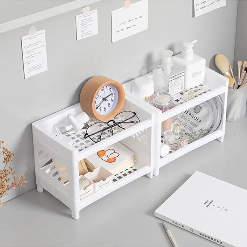 2 Layers Plastic Desktop Storage Rack