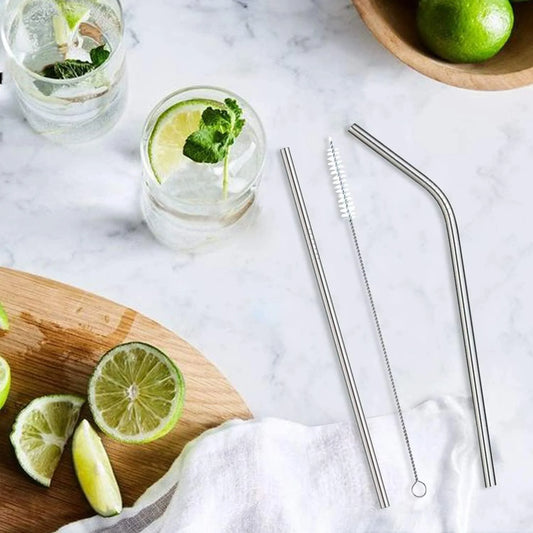 5Pcs Metal Straw Set, Home and Living