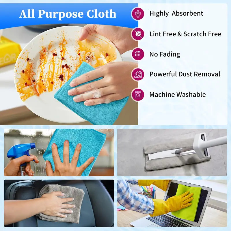 6Pcs Durable Microfiber Cleaning Cloth Bundle
