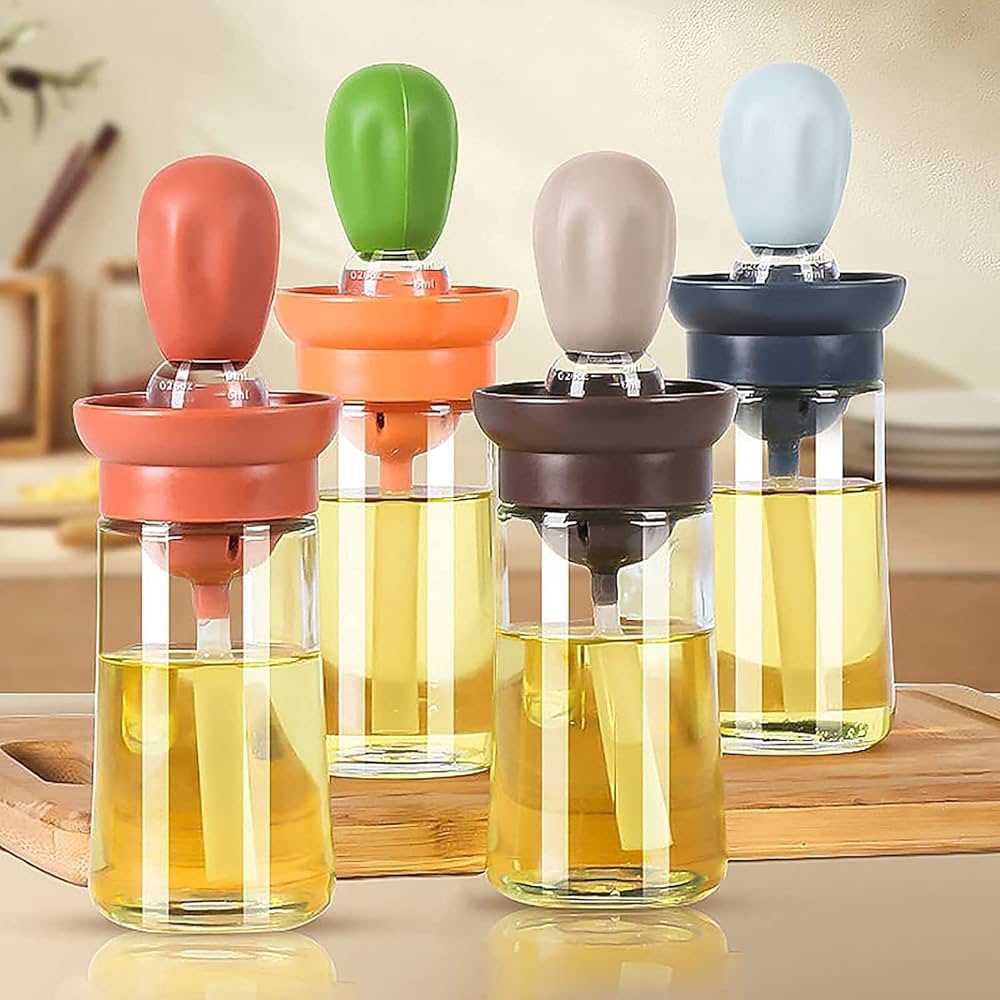 180ml 2 In 1 Glass Olive Oil Dispenser Bottle With Silicone Oil Brush