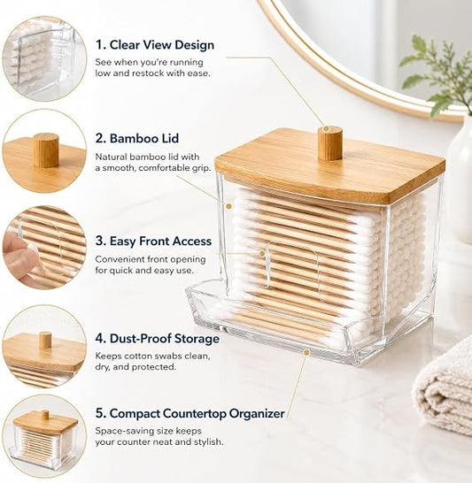 Clear Cosmetic Storage Holder – Cotton Swab & Beauty Accessory Organizer