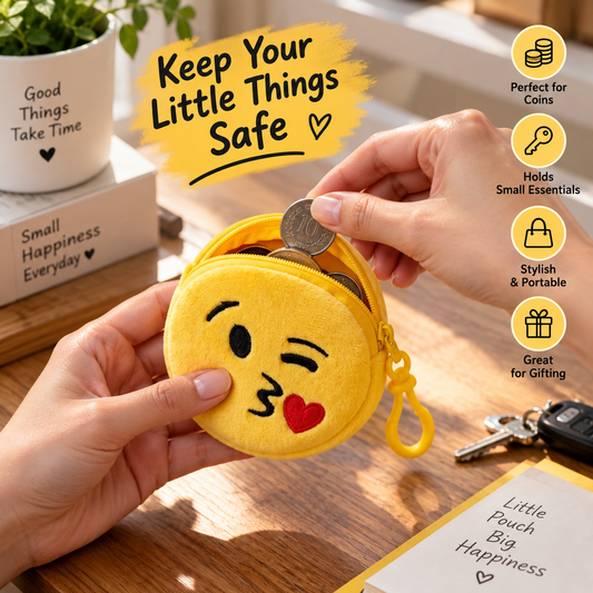 Cute Emoji Keychain Pouch – Mini Zipper Coin & Accessory Bag