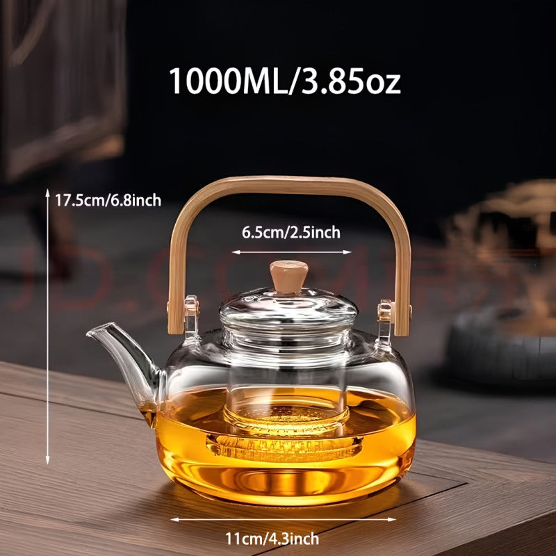 Elegant Glass Teapot with Infuser – 1 Liter Tea Brewing Kettle