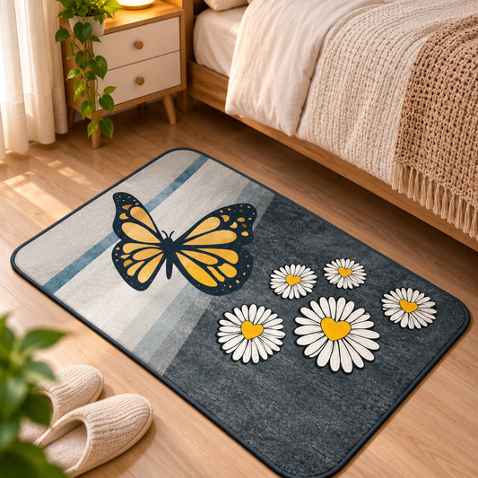 Floral Butterfly Door Mat Stylish Indoor Entrance Rug (22x15Inch)