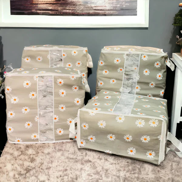 Grey Flower Printed Storage Bag Under 1$