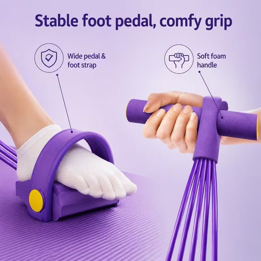 Multi-Functional 6-Tube Pedal Trainer – Resistance Pull Rope Exercise Equipment