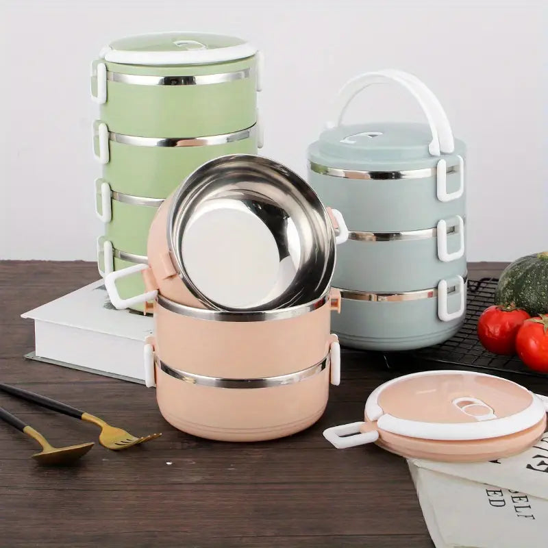 Stainless Steel Meal Carrier with Spill-Proof Locking Lids