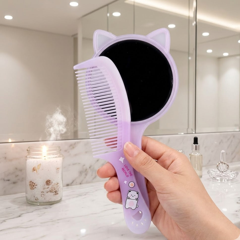 Travel Mirror with Comb Set