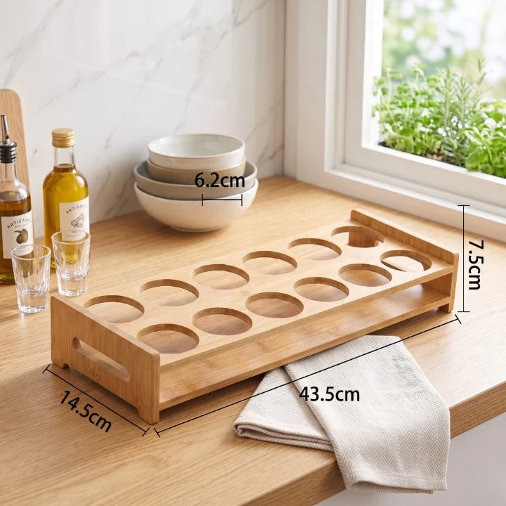 Wooden Egg Storage Tray – 12-Slot Egg Organizer for Kitchen