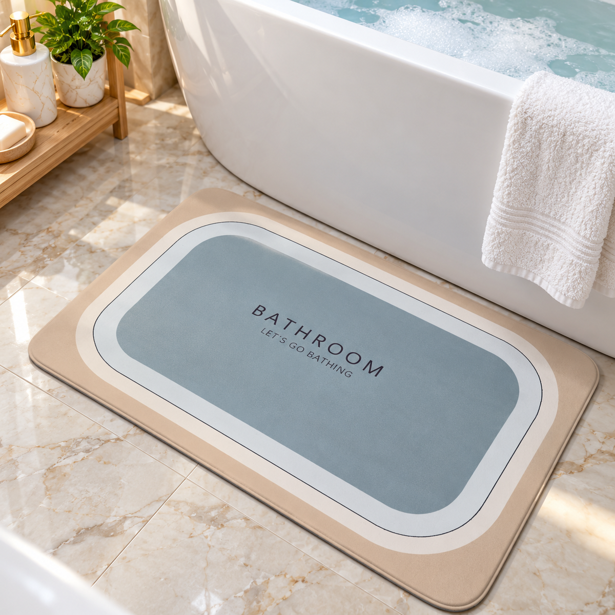 Bathroom Door Mat Elegant Modern Bath Floor Mat (22x15Inch)