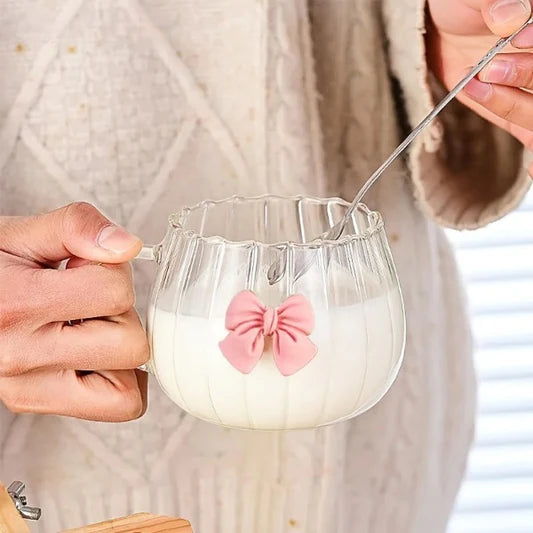 1Pcs Bow Cup Glass Cute & Stylish Drinking Mug