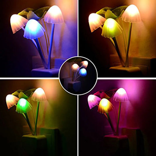 2Pcs Colorful Sensor LED Mushroom Night Light