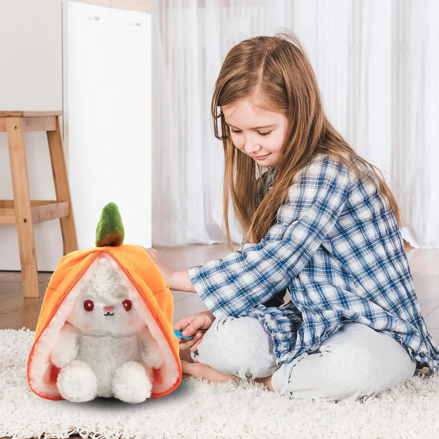 Cute Reversible Flopp Bunny Carrot Plush Toy(25Cm/10Inch)