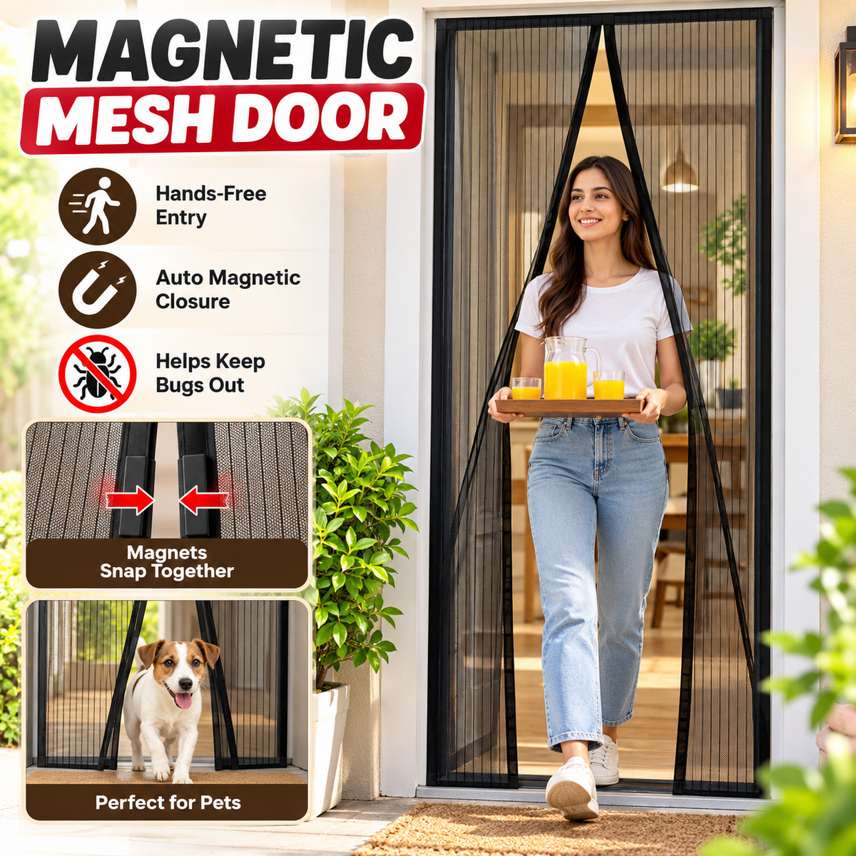 1. Magnetic Mesh Door Curtain – Mosquito & Insect Protection