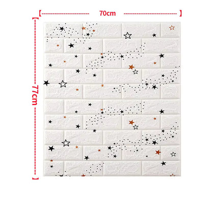 1. Star Pattern Peel-and-Stick Wallpaper – White Brick Wall Decor