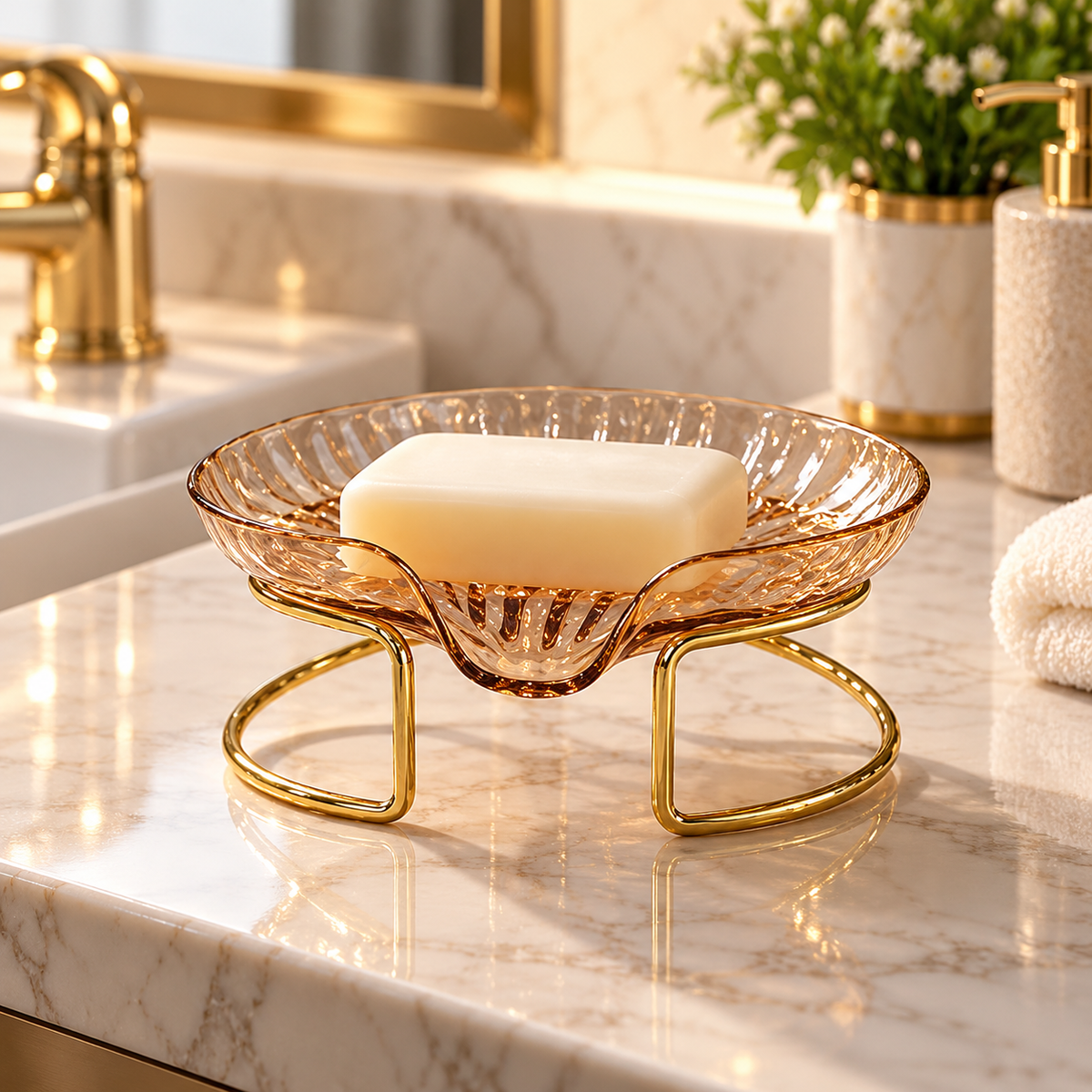 1. Stylish Soap Tray with Metal Stand – Bathroom & Washroom Organizer