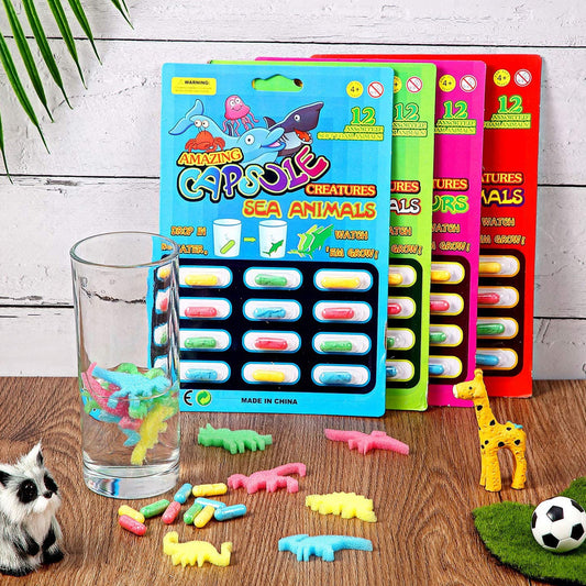 12Pcs Expandable Animal Capsules, Babies and Toys 
