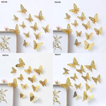 12Pcs Golden Butterfly Stickers Under 1$