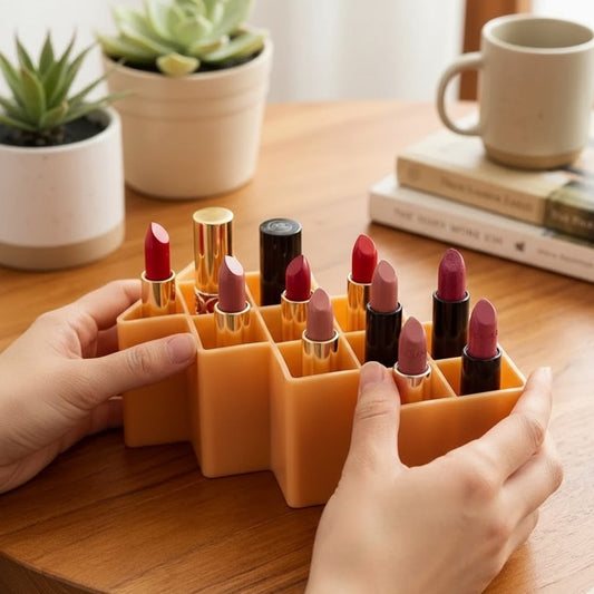 12 Grid Plastic Lipstick Organizer – Clean & Elegant, Health and Beauty 
