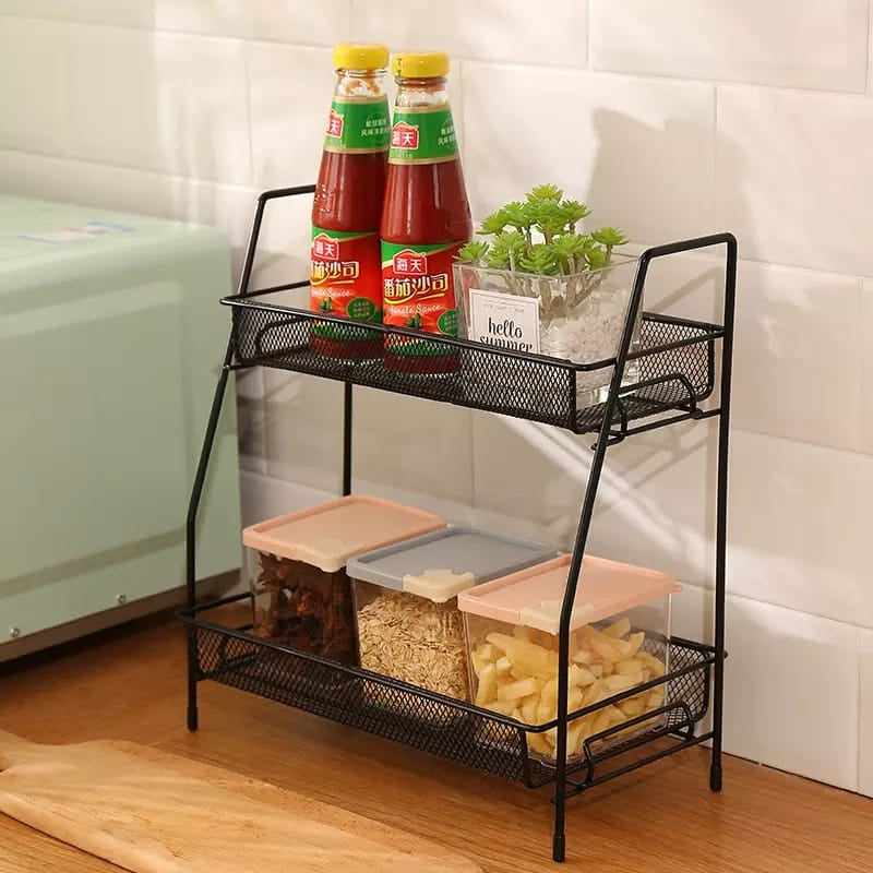 2 Tier Stack Steel Shelf Organizer – dailywholesale.pk