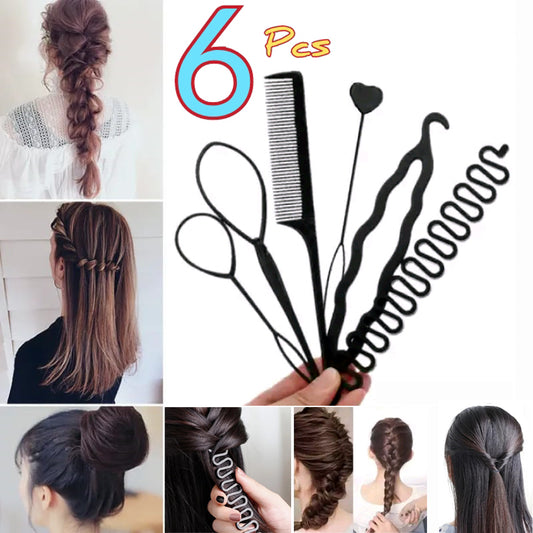 6Pcs Hair Braider Tool Set Easy Ponytail & Styling Accessories