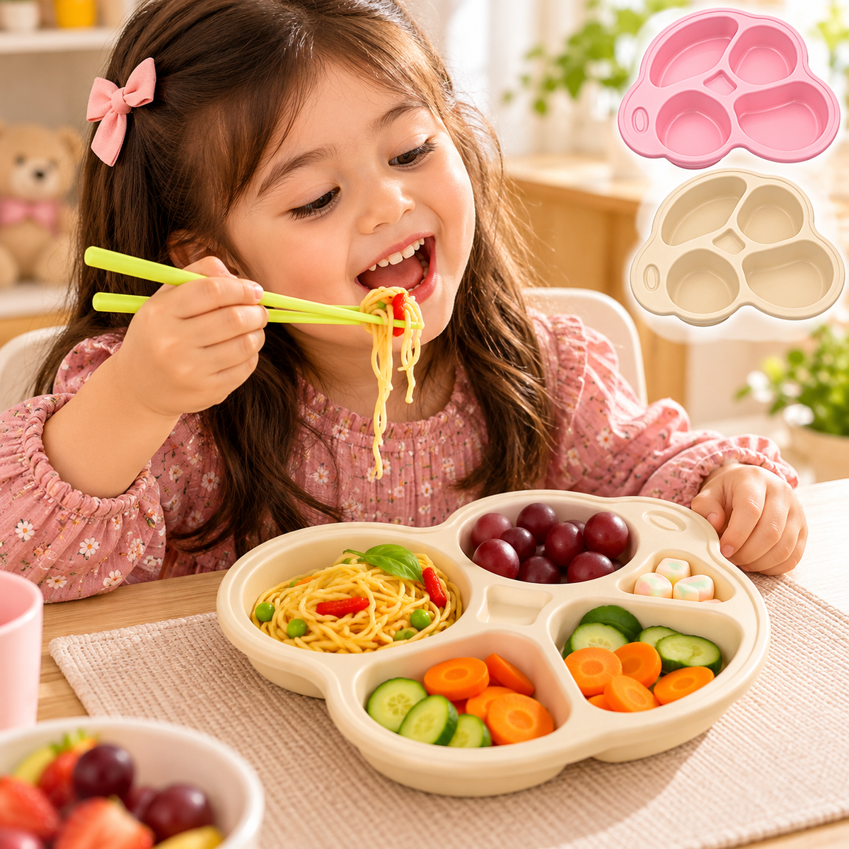 Cartoon Car Kids Plate Divided Meal Tray For Toddlers
