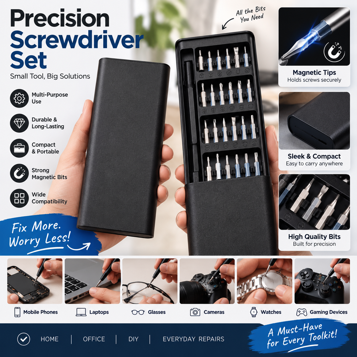 24-in-1 Magnetic Screwdriver Set – Professional Precision Tools for Easy Repairs
