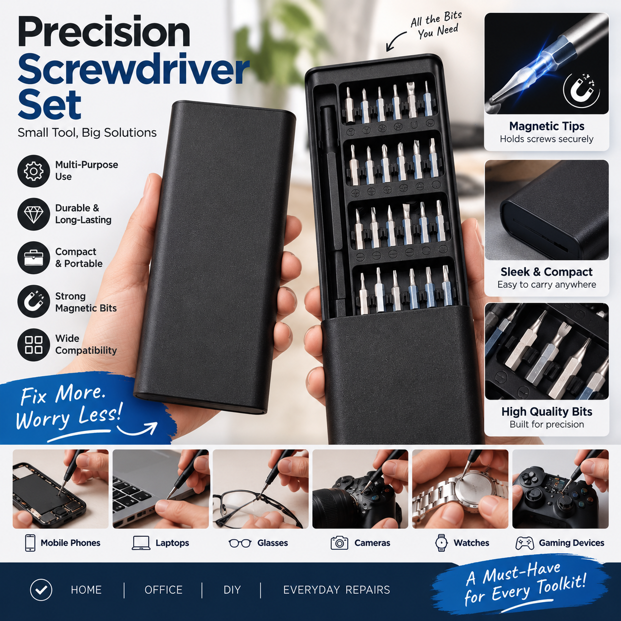 24-in-1 Magnetic Screwdriver Set – Professional Precision Tools for Easy Repairs