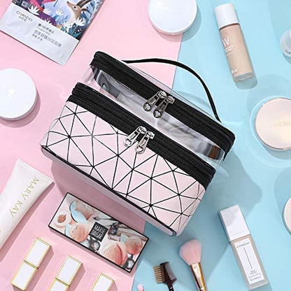 2 Section Transparent Cosmetic Pouch