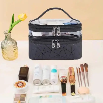 2 Section Transparent Cosmetic Pouch