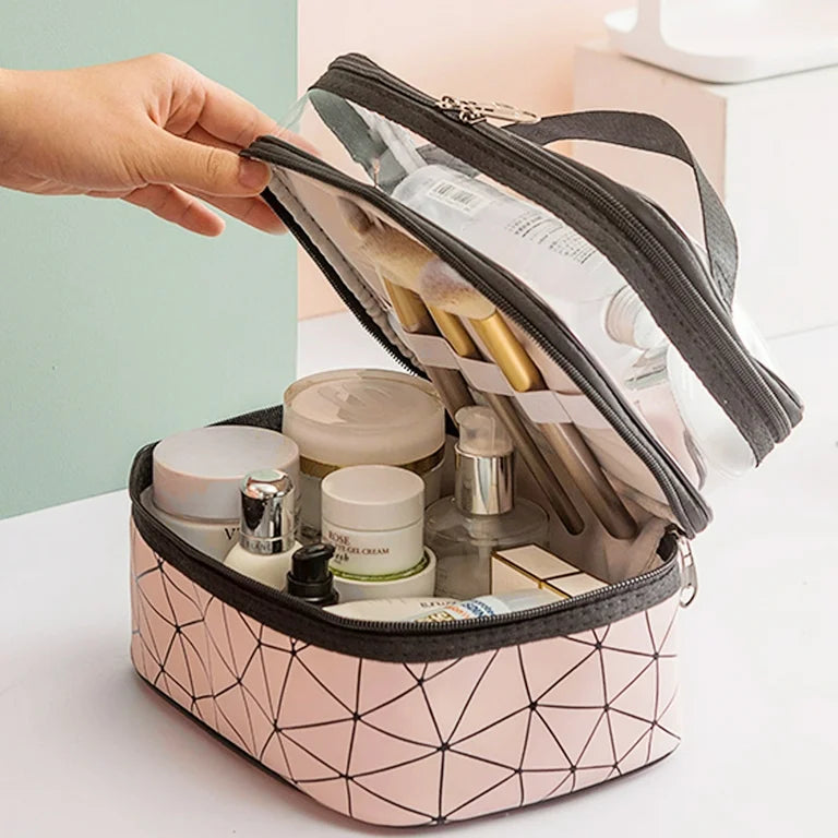 2 Section Transparent Cosmetic Pouch