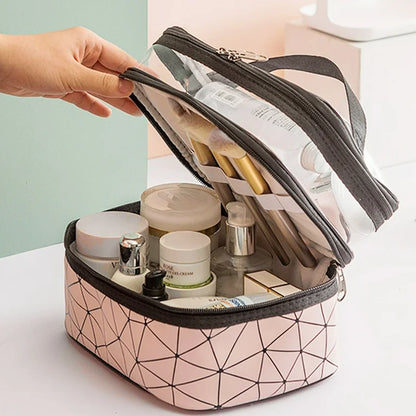 2 Section Transparent Cosmetic Pouch