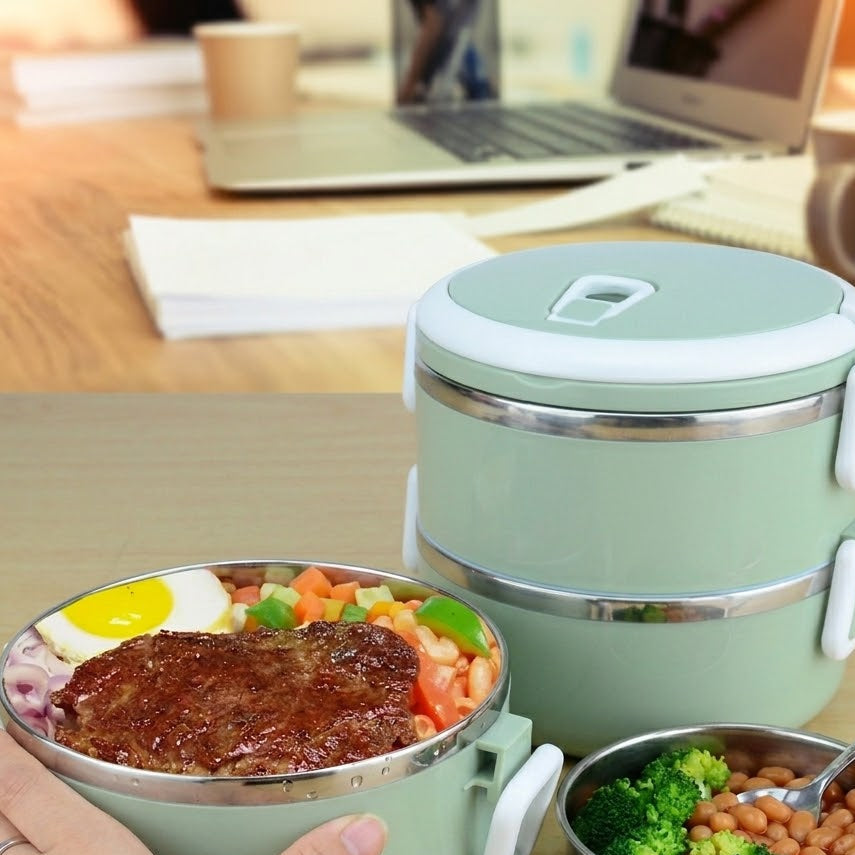 2 Tier Stainless Steel Insulated Lunch Box, Kitchen Accessories 