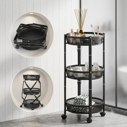 3-Tier Foldable Storage Trolley Rack