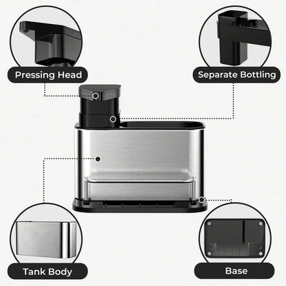 3-in-1 Sink Organizer for Kitchen with Soap Dispenser, Sponge Holder & Drain Tray