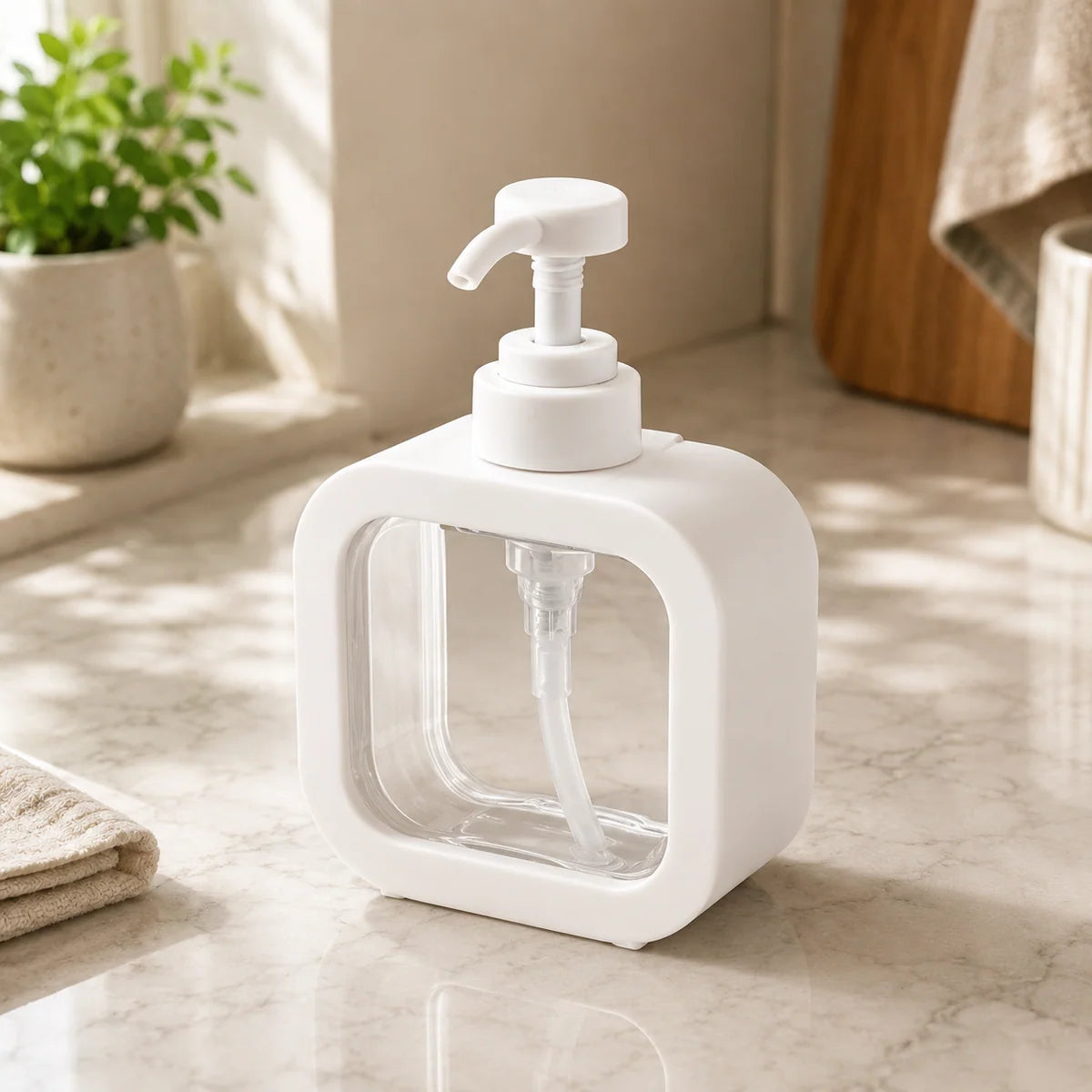 300ml square refillable liquid soap pump dispenser