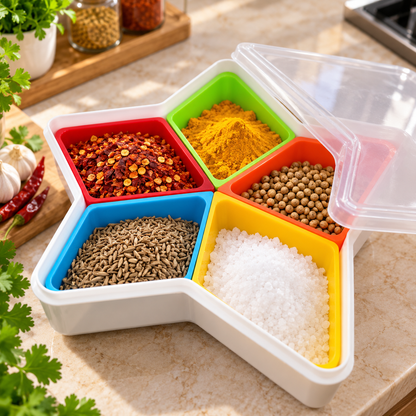 Multipurpose Masala Storage Box Colorful Spice Organizer With Clear Lid