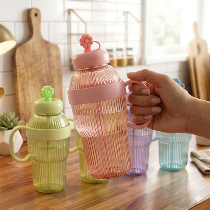950ml Plastic Hydration Ice Bottle With Built In Straw