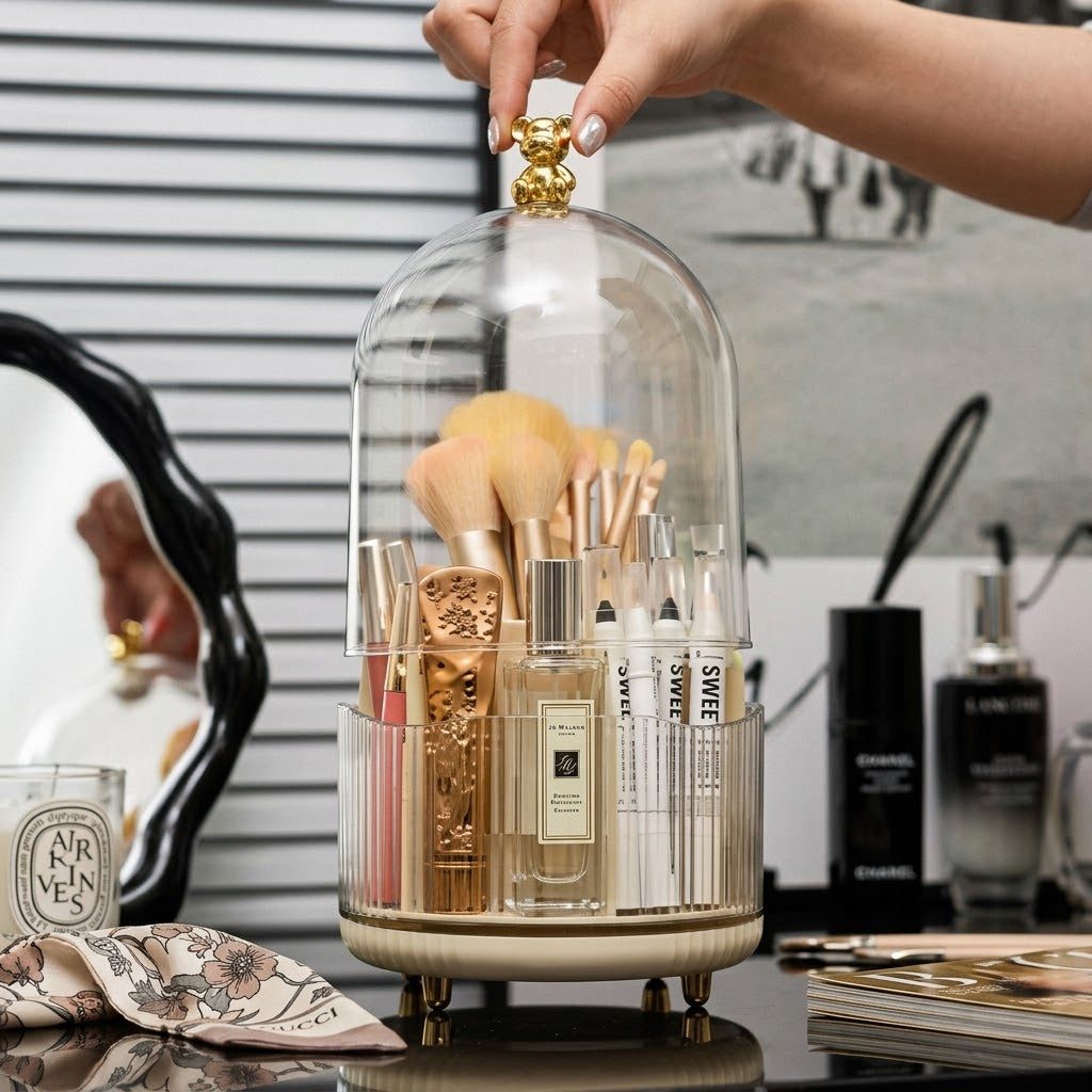 360° Rotating Beauty Organizer, Cosmetic Brush & Tool Storage Box