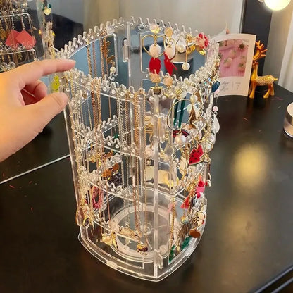 360° Rotating Transparent Acrylic Cosmetic and Jewelry Organizer