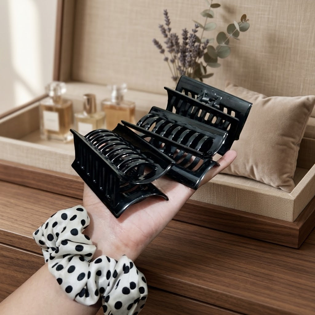 3Pcs Black Strong Hold Hair Clips Comfortable For All Hair Types