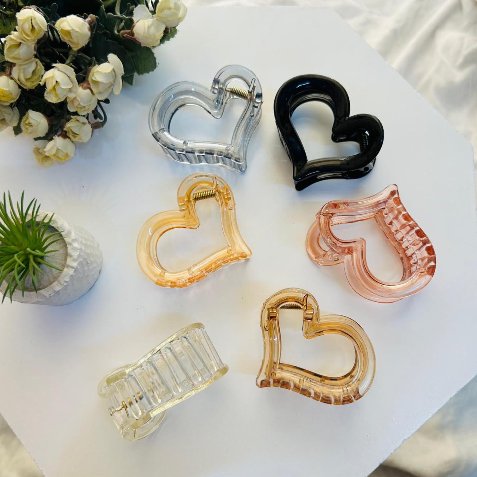 3Pcs Heart Shaped Hair Clutcher Claw Clip